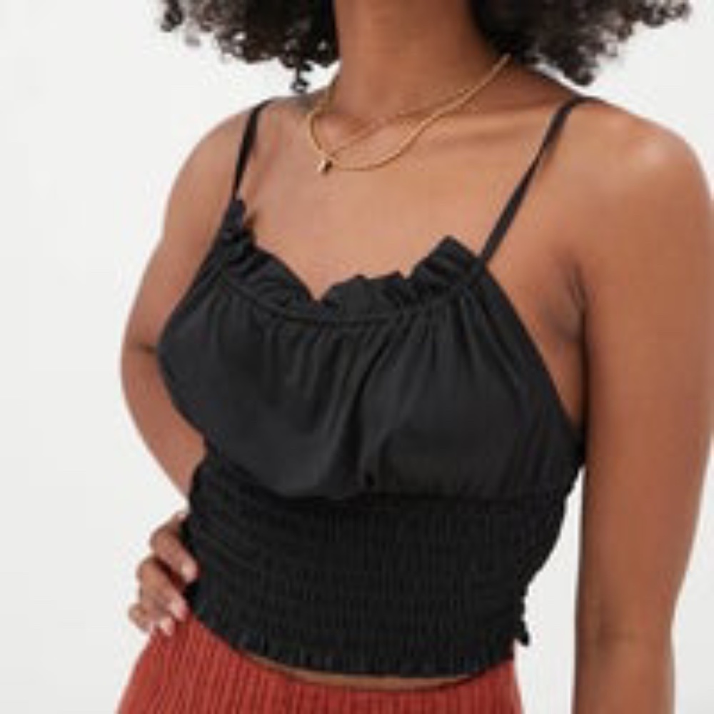 UO Margot Smocked Cropped Cami Top